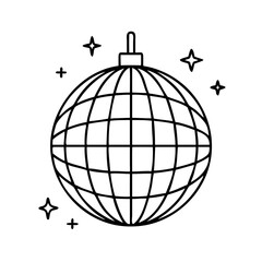 disco ball icon, disco ball line art - simple line art of disco ball, perfect for disco ball logos and icons