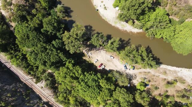 Aerial view of Struma River passing through the Kresna Gorge, Bulgaria
