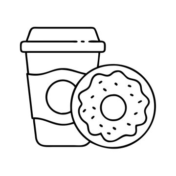 recommend clip art: doughnut and coffee cup icon, doughnut and coffee cup line art - simple line art of doughnut and coffee cup, perfect for doughnut and coffee cup logos and icons