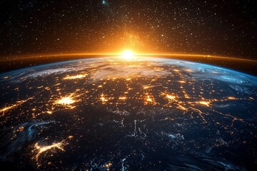 Obraz premium Breathtaking Aerial Night View of Earth