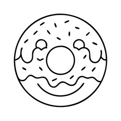 Fototapeta premium doughnut emoji icon, doughnut emoji line art - simple line art of doughnut emoji, perfect for doughnut emoji logos and icons