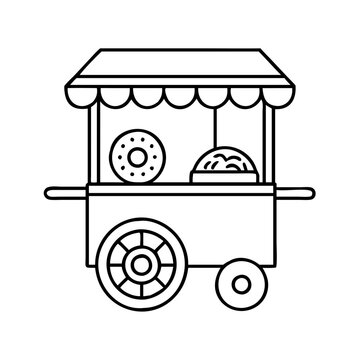 recommend clip art: doughnut cart icon, doughnut cart line art - simple line art of doughnut cart, perfect for doughnut cart logos and icons