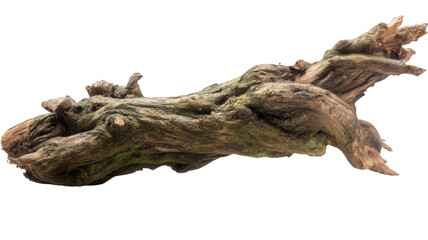 Fototapeta premium Realistic Fallen Tree Trunk with Entwined Roots in Dramatic Formation Transparent Background