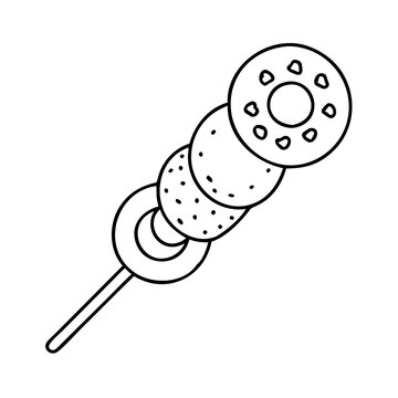recommend clip art: doughnut on a skewer icon, doughnut on a skewer line art - simple line art of doughnut on a skewer, perfect for doughnut on a skewer logos and icons