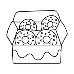 doughnut themed gift box icon, doughnut themed gift box line art - simple line art of doughnut themed gift box, perfect for doughnut themed gift box logos and icons
