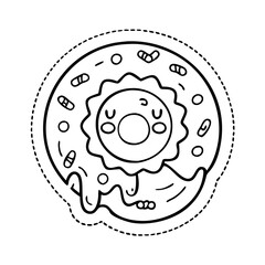 Obraz premium doughnut themed sticker icon, doughnut themed sticker line art - simple line art of doughnut themed sticker, perfect for doughnut themed sticker logos and icons