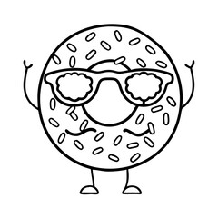 doughnut wearing sunglasses icon, doughnut wearing sunglasses line art - simple line art of doughnut wearing sunglasses, perfect for doughnut wearing sunglasses logos and icons