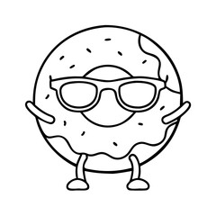 doughnut wearing sunglasses icon, doughnut wearing sunglasses line art - simple line art of doughnut wearing sunglasses, perfect for doughnut wearing sunglasses logos and icons