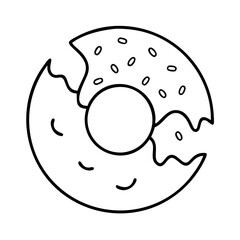doughnut with a bite taken out icon, doughnut with a bite taken out line art - simple line art of doughnut with a bite taken out, perfect for doughnut with a bite taken out logos and icons