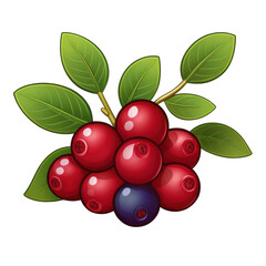 Obraz premium Fresh Red Cranberries and Blueberries Cluster with Green Leaves A Vibrant and Healthy Berry Harvest Illustration