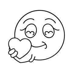 Obraz premium emoji holding a heart icon, emoji holding a heart line art - simple line art of emoji holding a heart, perfect for emoji holding a heart logos and icons