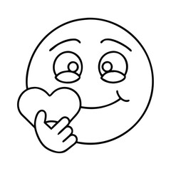 Fototapeta premium emoji holding a heart icon, emoji holding a heart line art - simple line art of emoji holding a heart, perfect for emoji holding a heart logos and icons