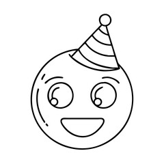 emoji with party hat icon, emoji with party hat line art - simple line art of emoji with party hat, perfect for emoji with party hat logos and icons