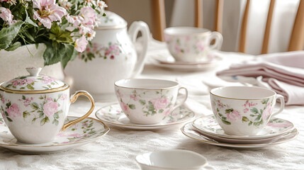 Fototapeta premium Afternoon tea gathering cozy home photography elegant setting close-up relaxation and tradition