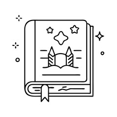 fairy tale book icon, fairy tale book line art - simple line art of fairy tale book, perfect for fairy tale book logos and icons