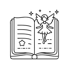 fairy tale book icon, fairy tale book line art - simple line art of fairy tale book, perfect for fairy tale book logos and icons