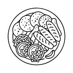 fajitas platter icon, fajitas platter line art - simple line art of fajitas platter, perfect for fajitas platter logos and icons