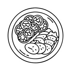 fajitas platter icon, fajitas platter line art - simple line art of fajitas platter, perfect for fajitas platter logos and icons