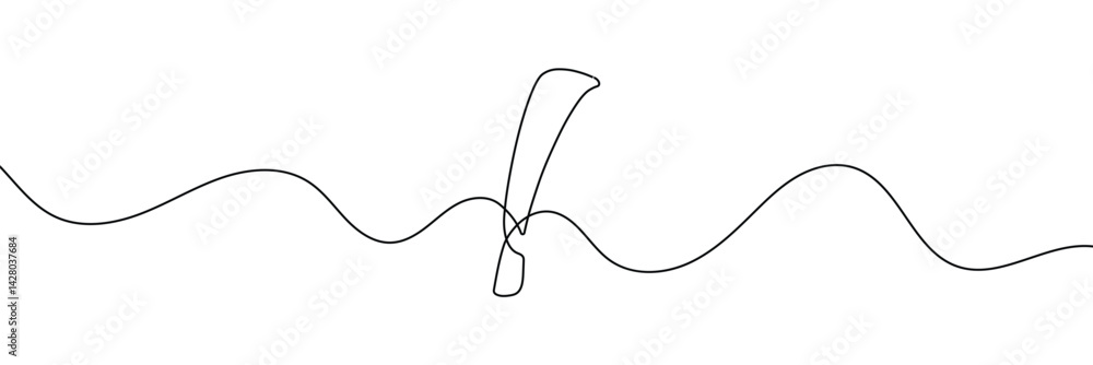 Poster continuous linear drawing of exclamation mark. single-line drawing of an exclamation mark. exclamati