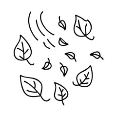 falling leaves icon, falling leaves line art - simple line art of falling leaves, perfect for falling leaves logos and icons