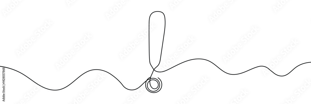 Poster continuous linear drawing of exclamation mark. single-line drawing of an exclamation mark. exclamati