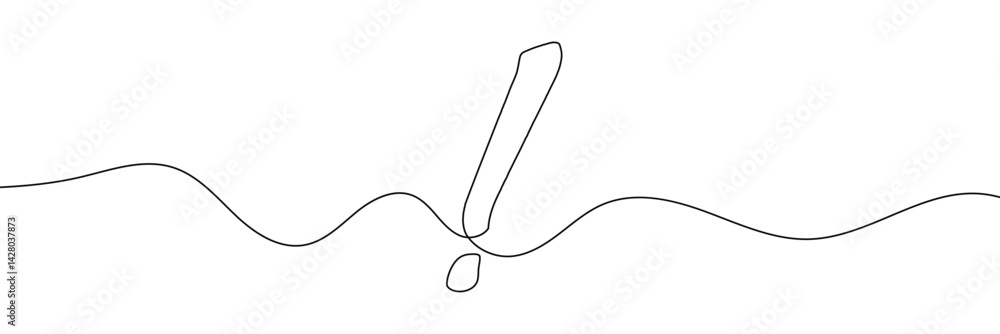 Poster continuous linear drawing of exclamation mark. single-line drawing of an exclamation mark. exclamati