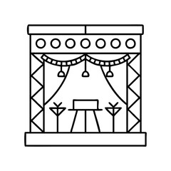 festival stage icon, festival stage line art - simple line art of festival stage, perfect for festival stage logos and icons