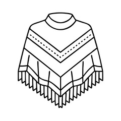 festive poncho icon, festive poncho line art - simple line art of festive poncho, perfect for festive poncho logos and icons