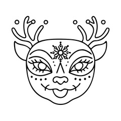festive face paint icon, festive face paint line art - simple line art of festive face paint, perfect for festive face paint logos and icons