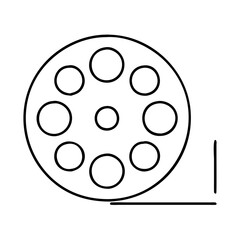 film reel icon, film reel line art - simple line art of film reel, perfect for film reel logos and icons