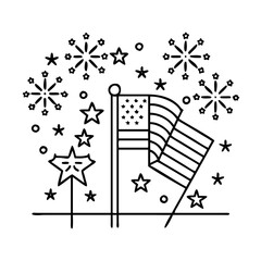fireworks with american flag colors icon
