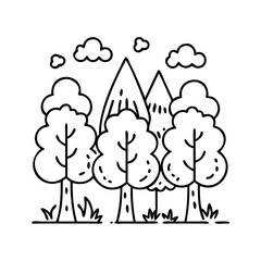 forest icon, forest line art - simple line art of forest, perfect for forest logos and icons