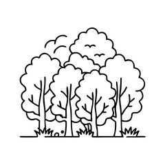 forest icon, forest line art - simple line art of forest, perfect for forest logos and icons