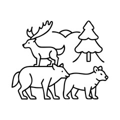 forest animals icon, forest animals line art - simple line art of forest animals, perfect for forest animals logos and icons