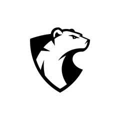 Grizzly bear. Bear emblem. Modern style bear sign. Vector illustration