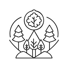 forest conservation icon, forest conservation line art - simple line art of forest conservation, perfect for forest conservation logos and icons