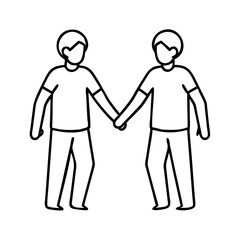 friends holding hands icon, friends holding hands line art - simple line art of friends holding hands, perfect for friends holding hands logos and icons