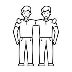 friends with matching outfits icon, friends with matching outfits line art - simple line art of friends with matching outfits, perfect for friends with matching outfits logos and icons