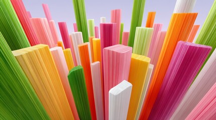 Colorful image of many different colored sticks, some of which are green, pink, and yellow
