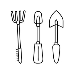 garden tools icon, garden tools line art - simple line art of garden tools, perfect for garden tools logos and icons