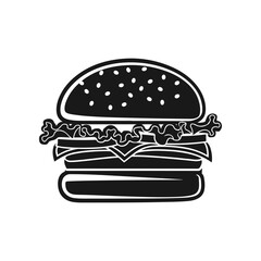 Illustration of a hamburger. Burger emblem. Vector illustration