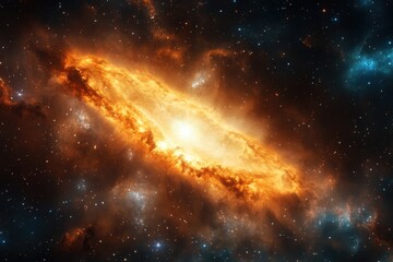 Fototapeta premium Bright explosion of colors in the cosmic background with swirling stars and gas