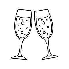 glass of sparkling wine icon, glass of sparkling wine line art - simple line art of glass of sparkling wine, perfect for glass of sparkling wine logos and icons