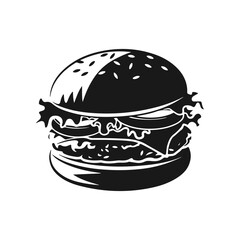 Illustration of a hamburger. Burger emblem. Vector illustration