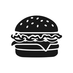 Illustration of a hamburger. Burger emblem. Vector illustration