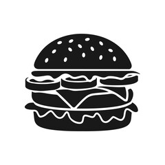 Illustration of a hamburger. Burger emblem. Vector illustration