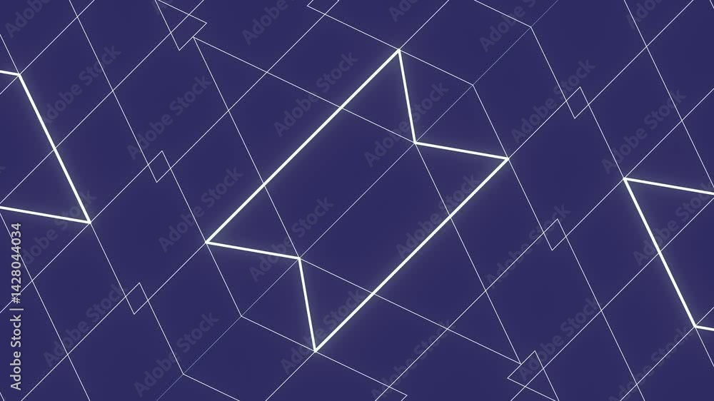 Aufkleber Motion optical effect of a symmetrical geometric pattern composed of white outlines that change shape. The elements create a deceptive sense of depth and volume. Digital loop animation. 3d rendering