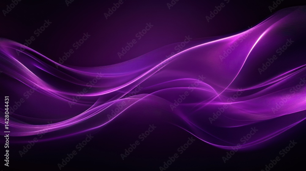 Poster abstract purple waves flow against a dark background creating a smooth motion effect.