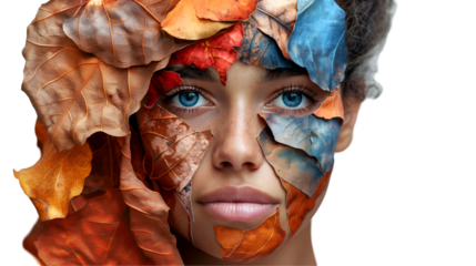 Autumn Leaves Portrait Seasonal Artistic Face Design.