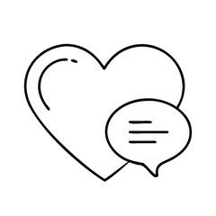 heart and speech bubble icon, heart and speech bubble line art - simple line art of heart and speech bubble, perfect for heart and speech bubble logos and icons